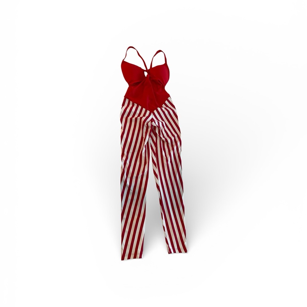 Chic Red and White Striped Jumpsuit